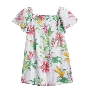 GAP NWT 100% Cotton Lined Tropical Floral Hummingbird Print Dress & Bloomers